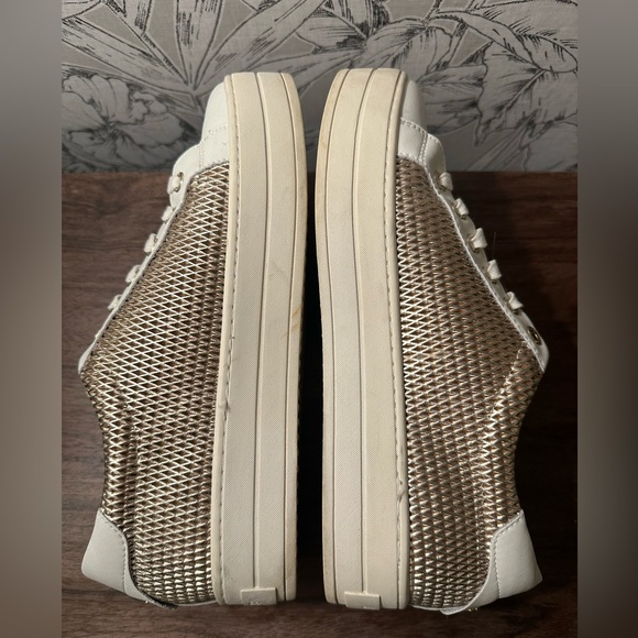 J/SLIDES Hilton White and Gold Platform Sneakers - Women’s Size 8 - Picture 12 of 14